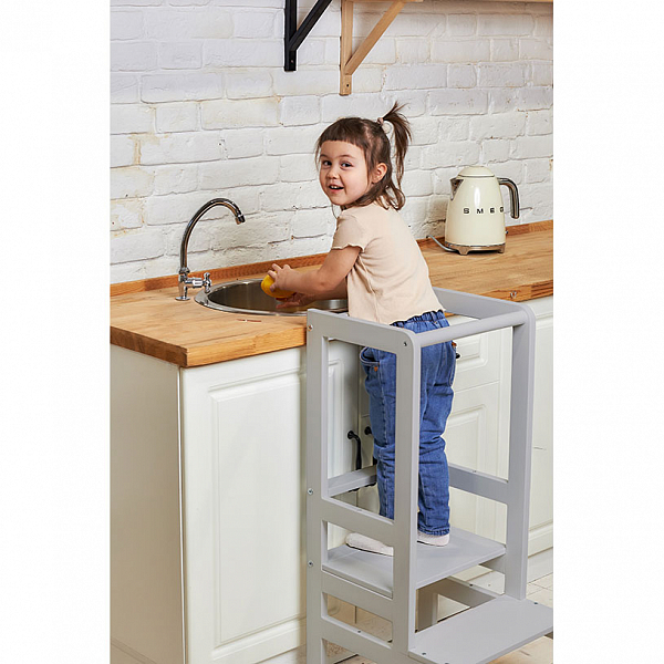 Башня помощника Монтессори Polini kids Step, серый