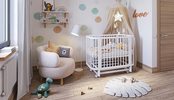 Кроватка детская овальная Polini kids Simple 350, белый