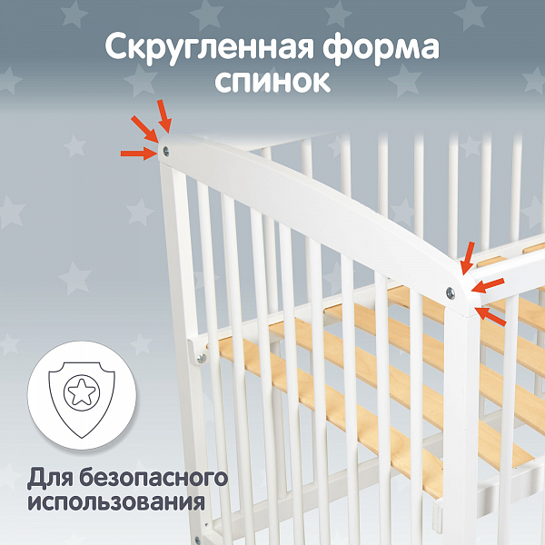 Кроватка Polini Simple 101, белый