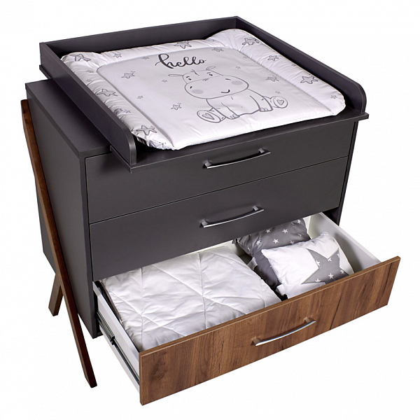 Комод Polini kids Porto 2200, на ножках, графит-дуб крафт