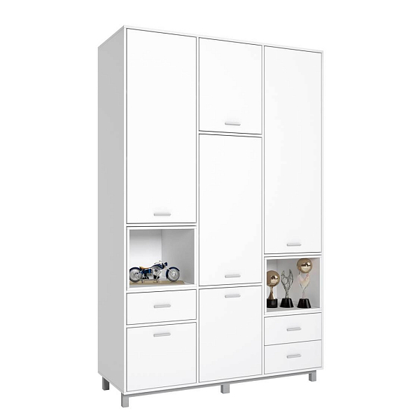 Шкаф трехсекционный Polini kids Mirum 2330, на ножках, белый