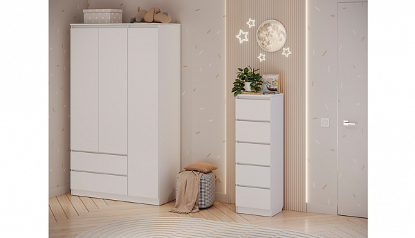 Комод Polini kids Simple 1990, 5 ящиков, белый