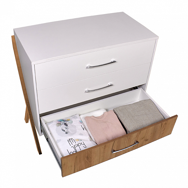 Комод Polini kids Porto 2200, белый-дуб крафт золотой