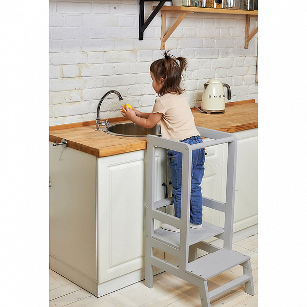 Башня помощника Монтессори Polini kids Step, серый