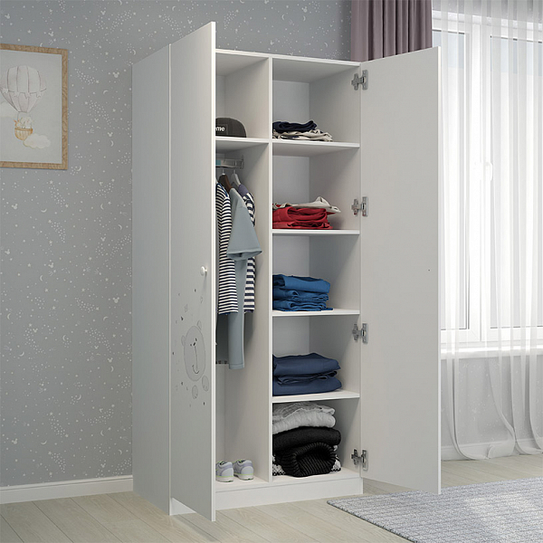Шкаф двухсекционный  Polini  kids French 1230, Teddy, белый