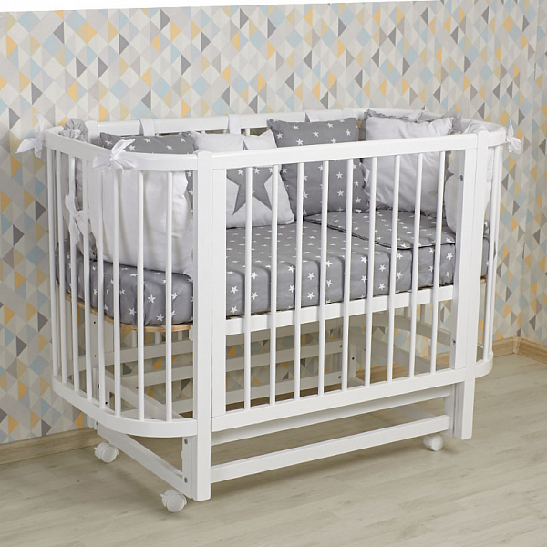 Кроватка детская овальная Polini kids Simple 350, белый