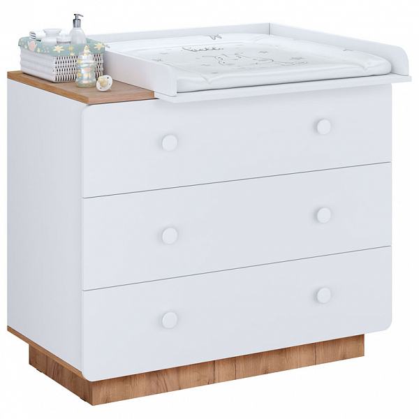 Комод Polini kids Ameli 3000, белый-дуб крафт золотой