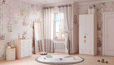 Детская комната Polini kids Simple дуб пастельный-белый: шкаф+комод