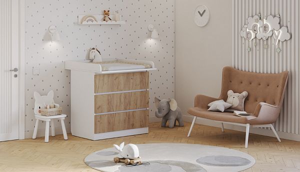 Комод Polini kids Simple 1980, белый-дуб крафт золотой