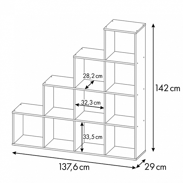Стеллаж Polini Home Smart Каскадный 10 секций, белый