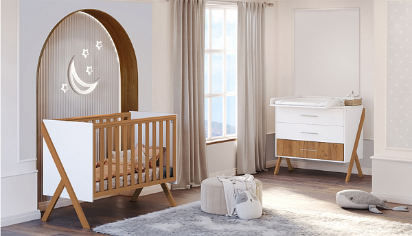 Комод Polini kids Porto 2200, белый-дуб крафт золотой