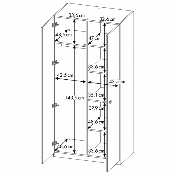 Шкаф двухсекционный Polini Simple, натуральный