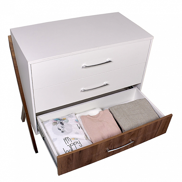 Комод Polini kids Porto 2200, на ножках, белый-дуб крафт