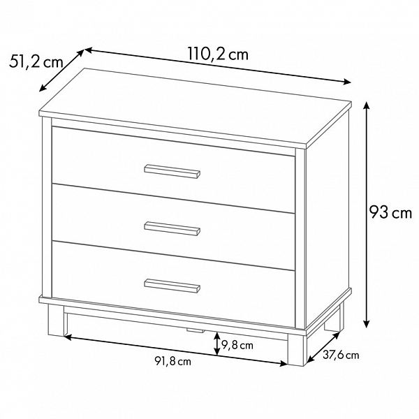 Комод Polini kids Simple 3401, на ножках, белый